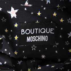 Pre Owned Moschino Boutique Black Star Print Silk Long Sleeve Long Sleeve Bodysuit S