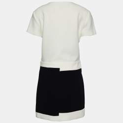 Pre Owned Boutique Moschino Monochrome Crepe Knee-Length Dress M