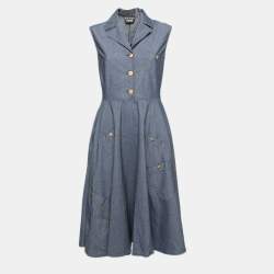 Pre Owned Boutique Moschino Blue Denim Sleeveless Dress M