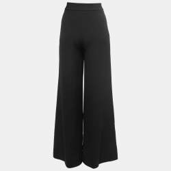 Pre Owned Boutique Moschino Black Crepe Wide Leg Trousers S