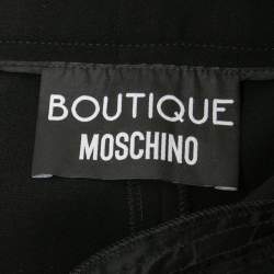 Pre Owned Boutique Moschino Black Crepe Wide Leg Trousers S