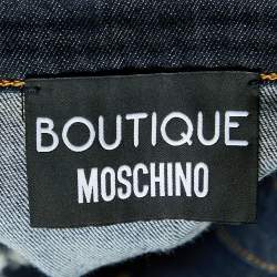 Pre Owned Boutique Moschino Navy Blue Denim Star & Moon Detail Midi Skirt L