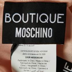 Pre Owned Boutique Moschino Pink Chiffon & Lace Detail Plisse Sleeve Shirt M