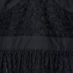 Pre Owned Boutique Moschino Black Lace Gathered Neck Dress M