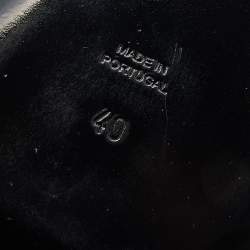 Pre Owned Boutique Moschino Brown/Black Leopard Print Calf Hair and Patent Leather Bow Ballet Flats Size 40