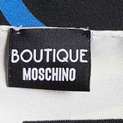 Pre Owned Boutique Moschino Black Chic Boutique Printed Silk Square Scarf