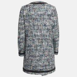 Pre Owned Boutique Moschino Black Tweed Coat and Skirt Suit M