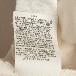 Pre Owned Boutique Moschino White Necklace Print Crepe Top M