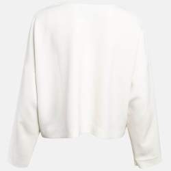 Pre Owned Boutique Moschino White Necklace Print Crepe Top M