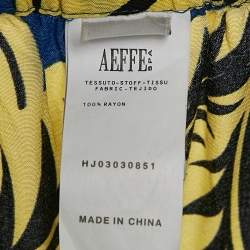 Pre Owned Boutique Moschino Blue/Yellow Leaf Print Crepe Trousers M