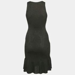 Pre Owned Boutique Moschino Black Lurex Knit Sleeveless Bodycon Dress M