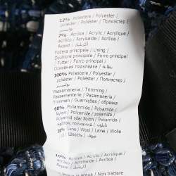 Pre Owned Boutique Moschino Blue Tweed Fringed Pencil Skirt M