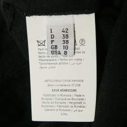 Boutique Moschino Black Wool Blend Lace Trim Detail Belted Midi Dress M