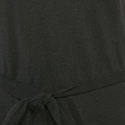 Boutique Moschino Black Wool Blend Lace Trim Detail Belted Midi Dress M