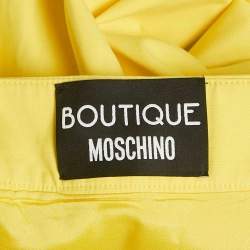 Pre Owned Boutique Moschino Yellow Cotton Pleated Sleeveless Mini Dress M
