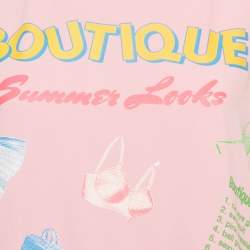 Pre Owned Boutique Moschino Pink Summer Looks Print Crepe Shift Dress M