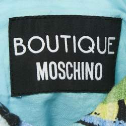 Pre Owned Boutique Moschino Blue Printed Button Front Jacket S