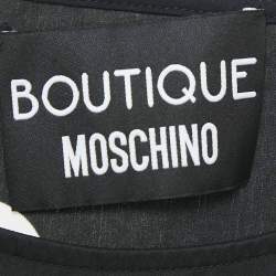 Pre Owned Boutique Moschino Black Polka Dot Print Cotton Trimmed Sleeveless Short Dress M