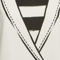 Boutique Moschino White Collar Print Crepe Sleeveless Top S
