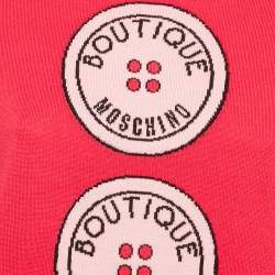 Pre Owned Boutique Moschino Pink Button Intarsia Wool Knit Turtle Neck Sweater M