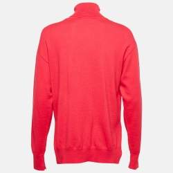 Pre Owned Boutique Moschino Pink Button Intarsia Wool Knit Turtle Neck Sweater M