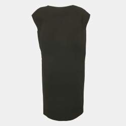 Pre Owned Boutique Moschino Black Printed Crepe Shift Dress S