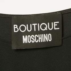 Pre Owned Boutique Moschino Black Printed Crepe Shift Dress S