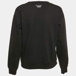 Pre Owned Boutique Moschino Black Printed Cotton Knit Sweatshirt S