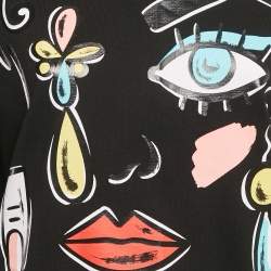 Pre Owned Boutique Moschino Black Printed Cotton Knit Sweatshirt S