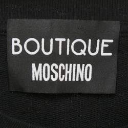 Pre Owned Boutique Moschino Black Printed Cotton Knit Sweatshirt S