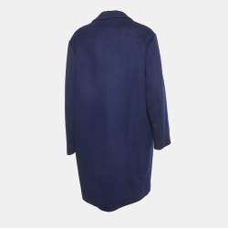 Pre Owned Boutique Moschino Blue Wool Blend Single Breasted Long Coat S