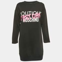 Pre Owned Boutique Moschino Black Logo Print Jersey Long Sweatshirt S