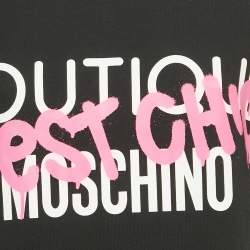 Pre Owned Boutique Moschino Black Logo Print Jersey Long Sweatshirt S