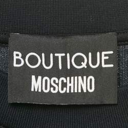 Pre Owned Boutique Moschino Black Logo Print Jersey Long Sweatshirt S