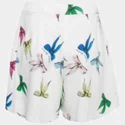 Pre Owned Boutique Moschino White Bow Print Crepe Shorts M