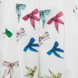 Pre Owned Boutique Moschino White Bow Print Crepe Shorts M