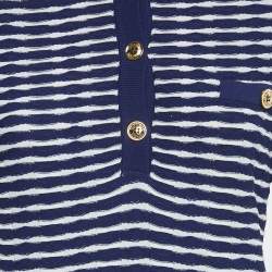 Pre Owned Boutique Moschino Navy Blue /White Striped Knit Mini Dress S
