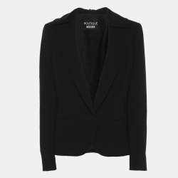Pre Owned Boutique Moschino Black Crepe Bow Single Breasted Blazer S
