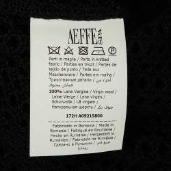 Pre Owned Boutique Moschino Black Wool Open Knit Floral Applique Cardigan L