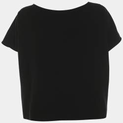 Pre Owned Boutique Moschino Black Satin Embroidered Top S