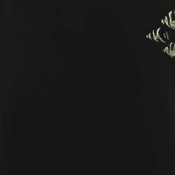 Pre Owned Boutique Moschino Black Satin Embroidered Top S