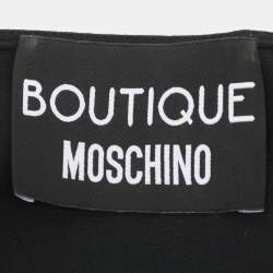Pre Owned Boutique Moschino Black Satin Embroidered Top S