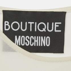 Pre Owned Boutique Moschino Cream/Black Crepe Chain Detail Midi Dress M