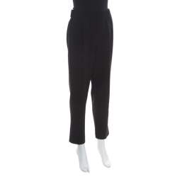Pre Owned Boutique Moschino Black Crepe High Waist Elasticized Waist Pants M