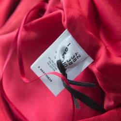 Pre Owned Boutique Moschino Red Crepe Knit Ruffle Front Sleeveless Shift Dress M