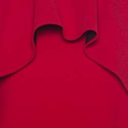 Pre Owned Boutique Moschino Red Crepe Knit Ruffle Front Sleeveless Shift Dress M