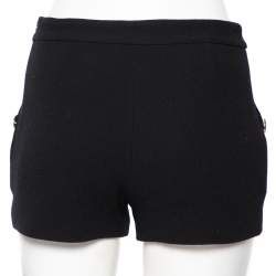 Pre Owned Boutique Moschino Black Textured Wool Button Detailed Shorts S