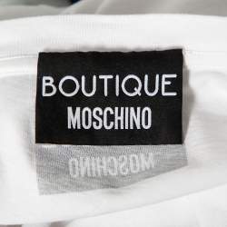 Pre Owned Boutique Moschino White Jersey Lady Print T-Shirt M