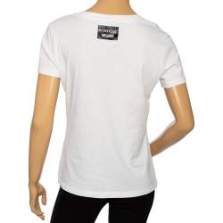 Pre Owned Boutique Moschino White Jersey Lady Print T-Shirt M