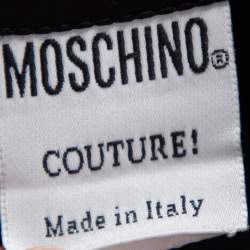 Pre Owned Moschino Couture Black Satin Ruffled Neck Shirt L